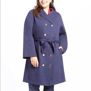 NWOT Draper James trench coat size 2x- Navy blue